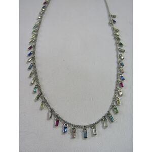 Mutl Colored Rhinestone Necklace 35" Dainty Elegant Boho Long‎ Festive Colorful